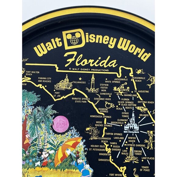 Vintage Disney World Metal Tin serving tray 11" Walt Disney Florida - Picture 7 of 13